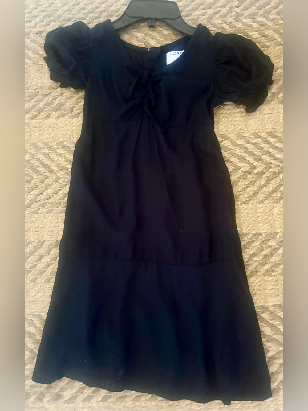 Girls Black Puff Sleeve A-Line Dress – Formal Party Special Occasion